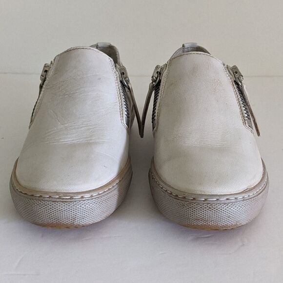 Diesel Cream Vintage Washed Leather Sneakers Women's 37 - Picture 4 of 10